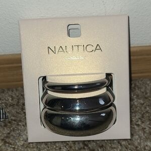 Nautica Shiny Silver Bangle Trio
